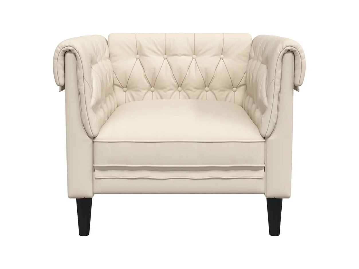 Fauteuil Chesterfield crème tissu