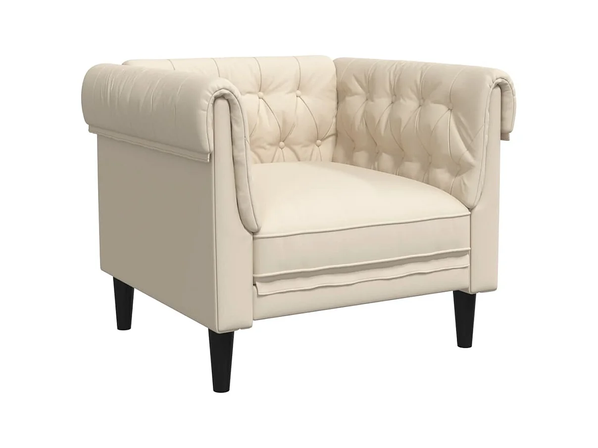 Fauteuil Chesterfield crème tissu