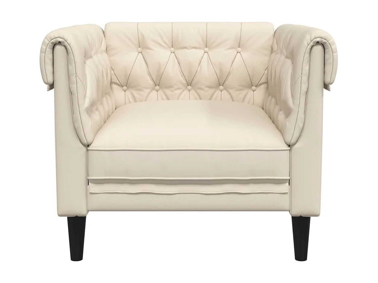 Fauteuil Chesterfield crème tissu