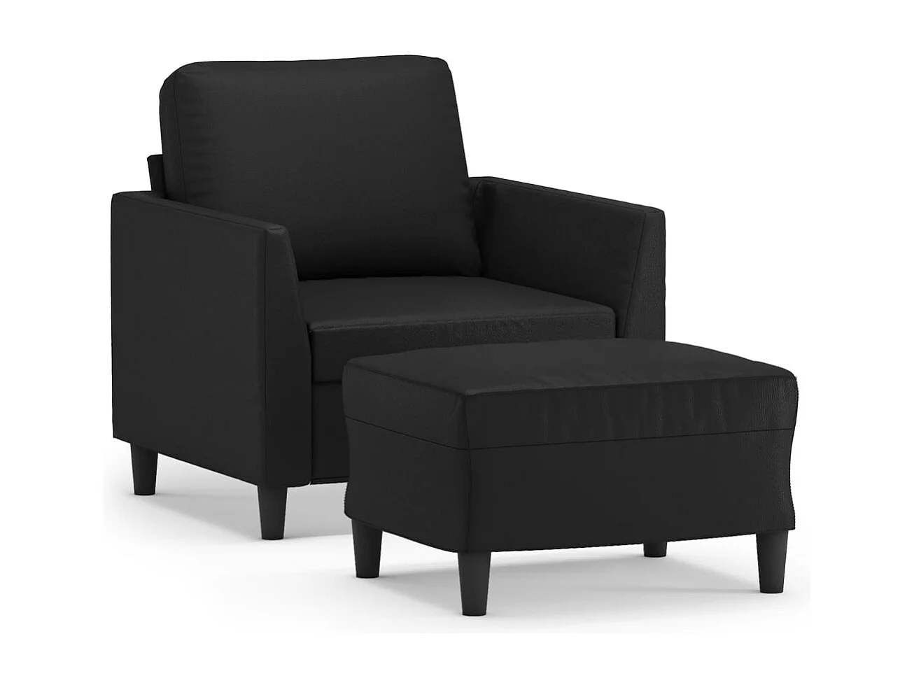 Fauteuil met voetenbank 60 cm kunstleer zwart