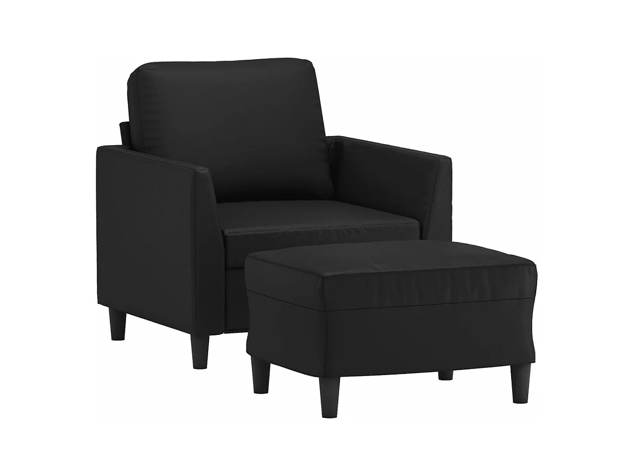 Fauteuil avec repose-pied Noir 60 cm Similicuir