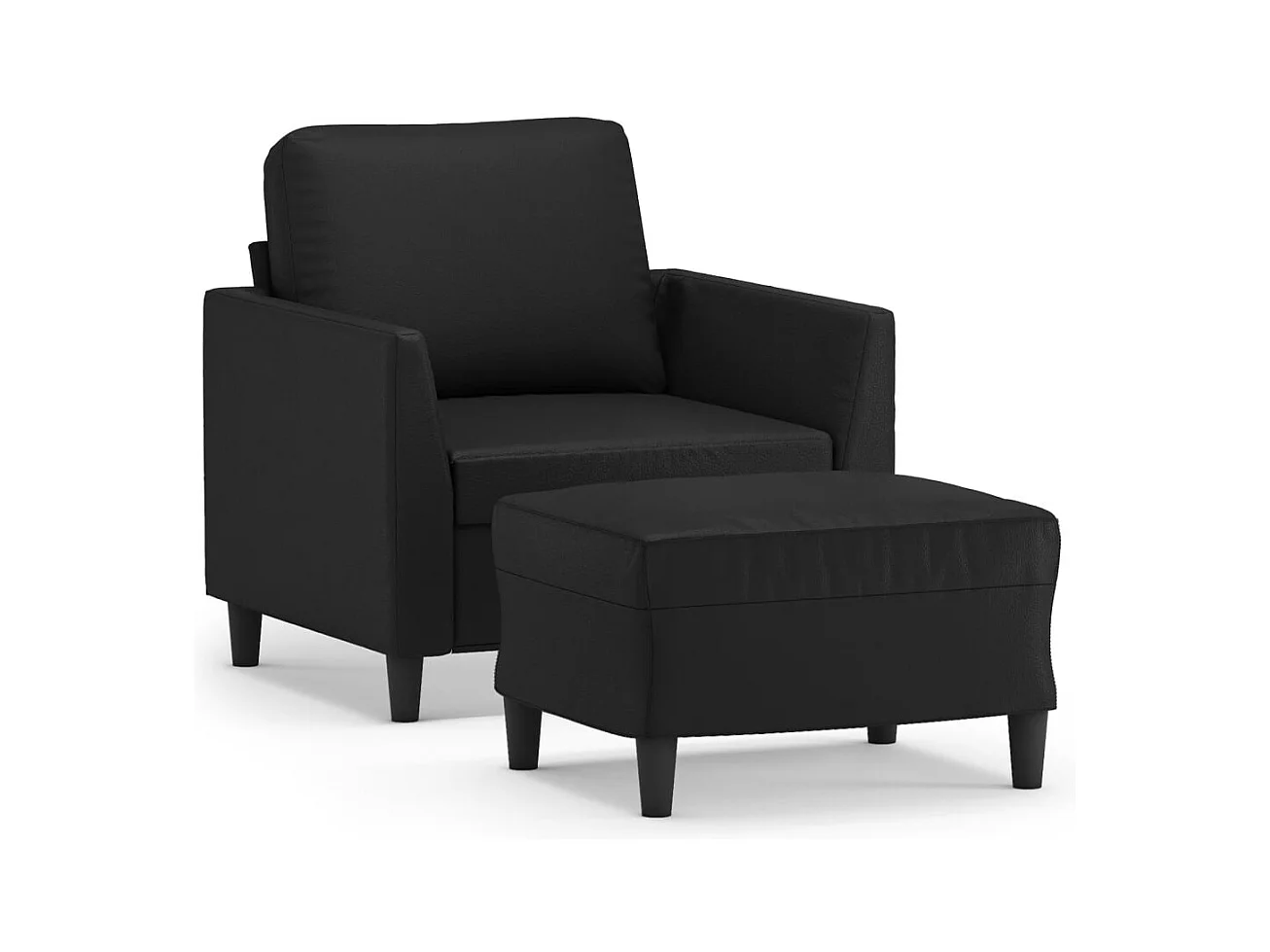 Fauteuil avec repose-pied Noir 60 cm Similicuir