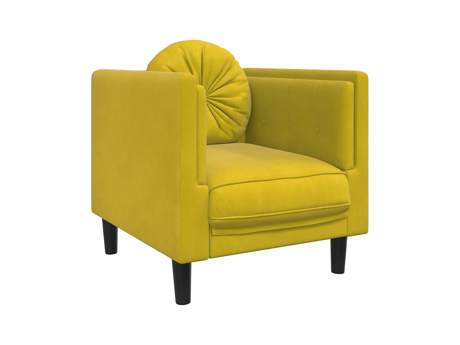 Fauteuil avec coussin jaune velours