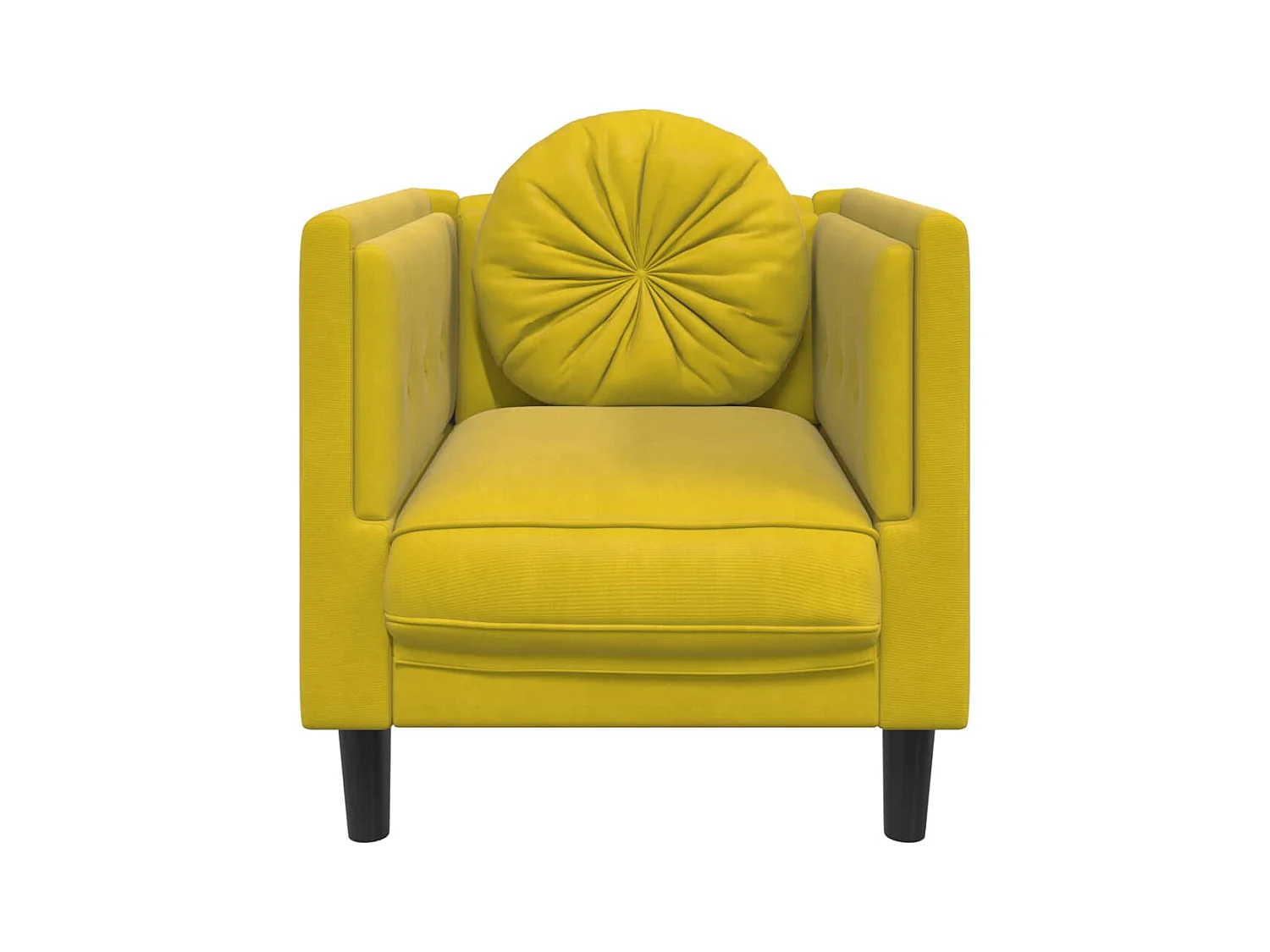 Fauteuil avec coussin jaune velours
