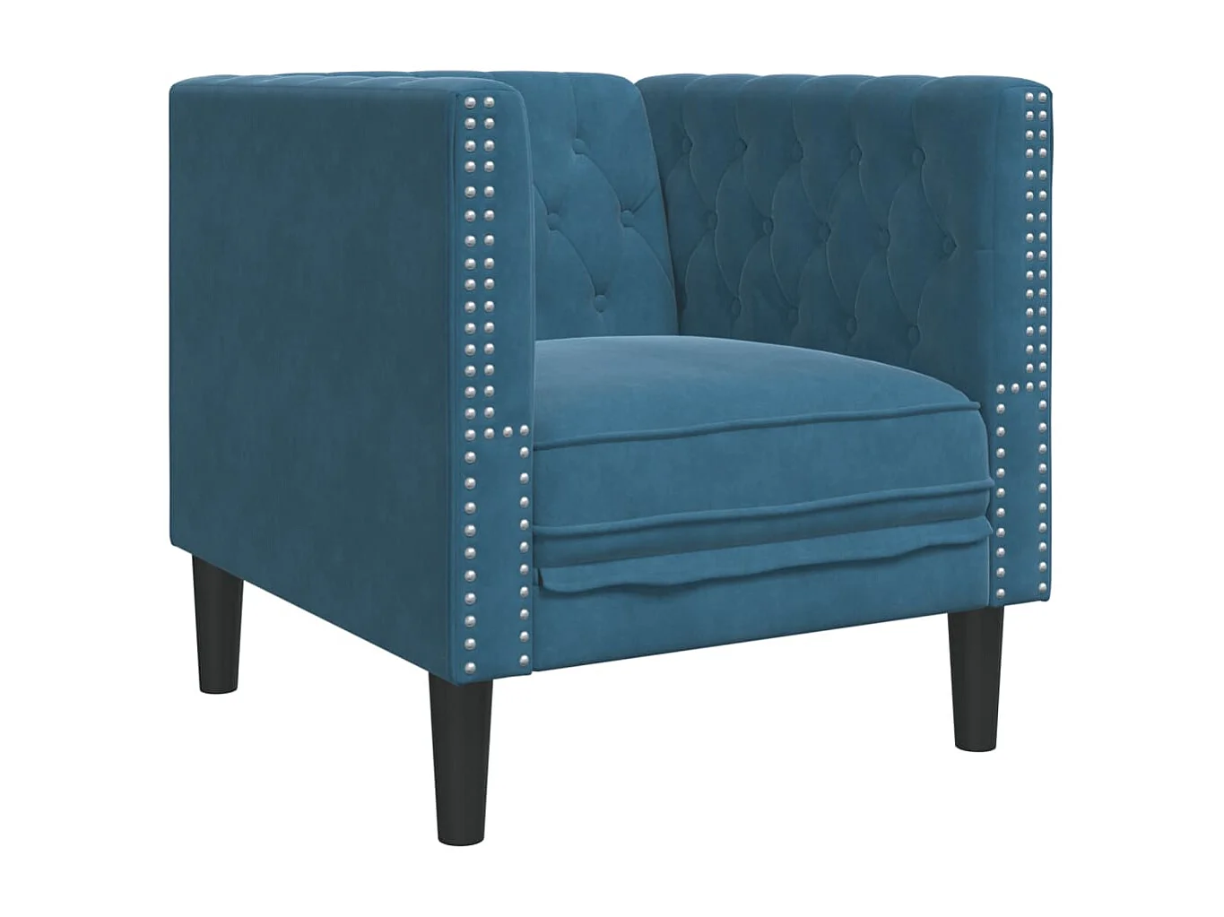 Fauteuil Chesterfield bleu velours