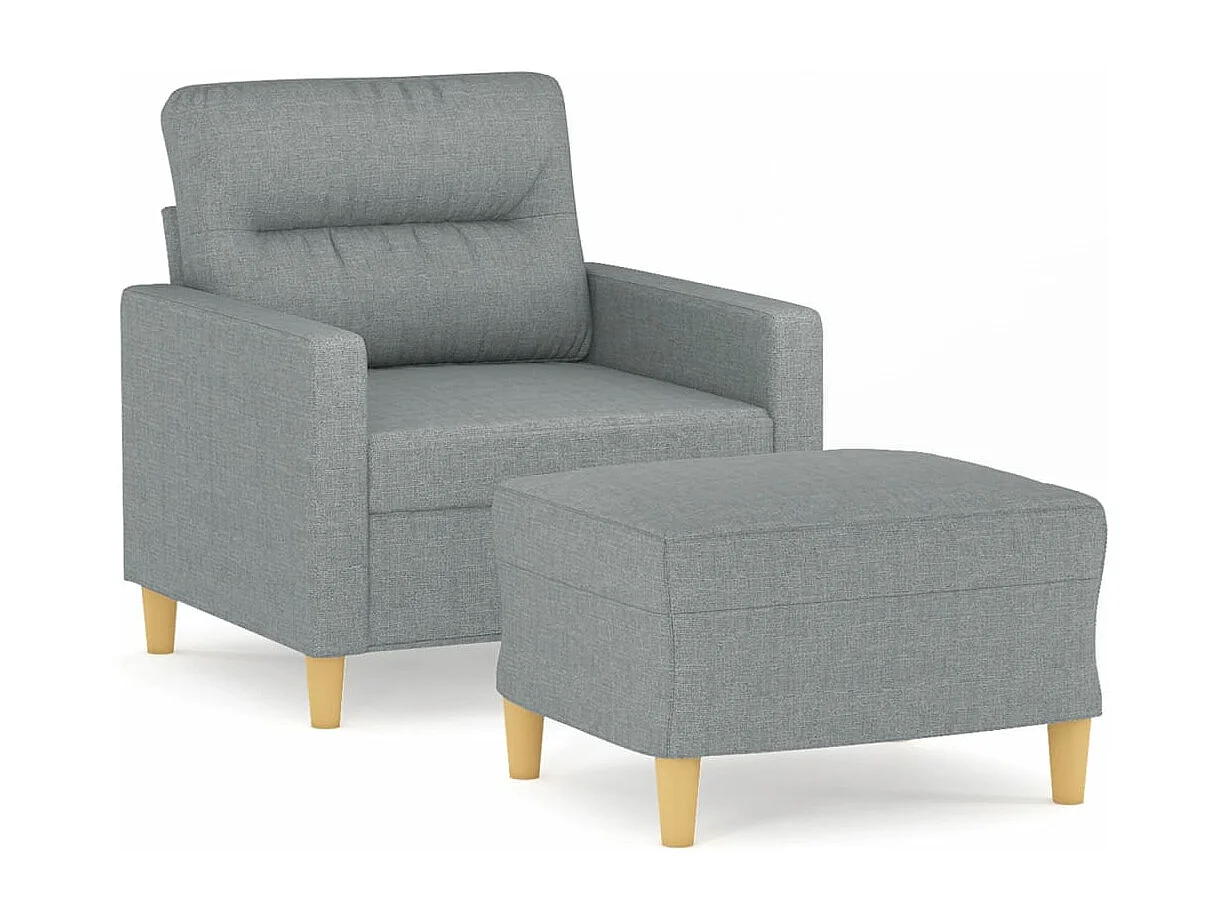 Fauteuil avec repose-pied Gris clair 60 cm Tissu