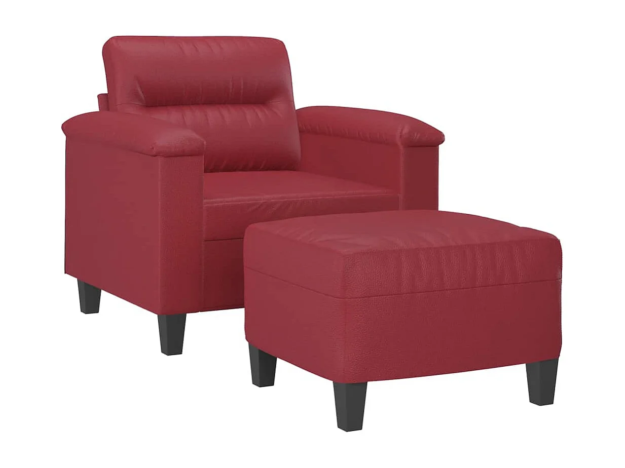 Fauteuil avec repose-pied Rouge bordeaux 60 cm Similicuir