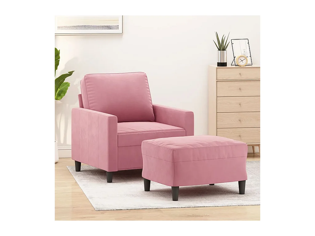 Fauteuil avec repose-pied Rose 60 cm Velours