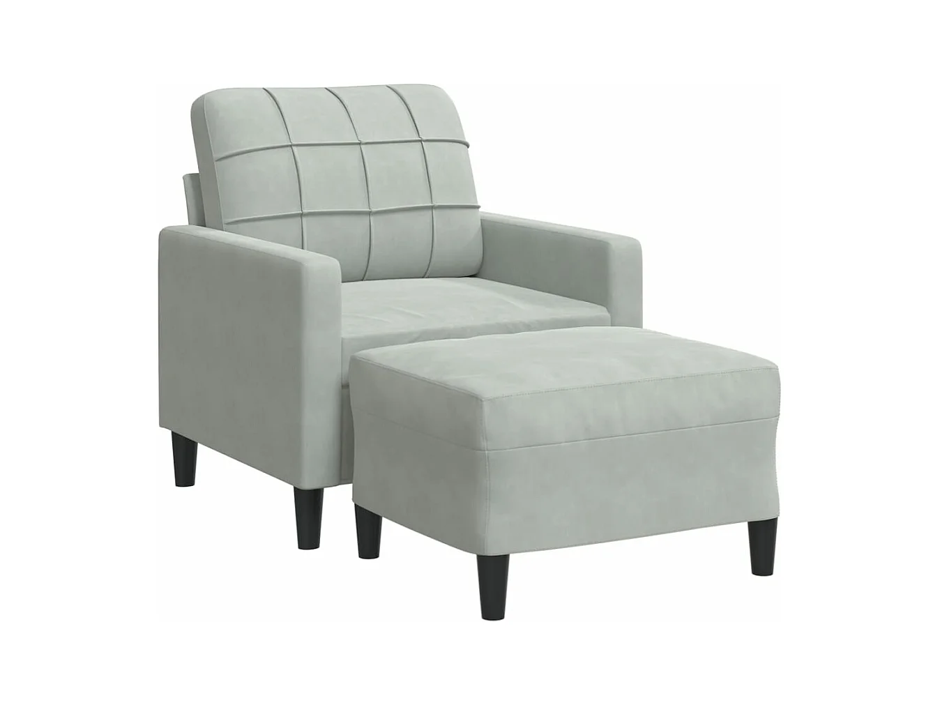 Fauteuil avec repose-pied Gris clair 60 cm Velours