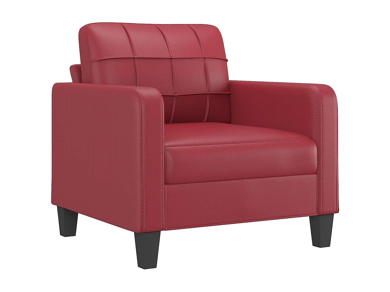Sillón con taburete cuero sintético rojo tinto 60 cm
