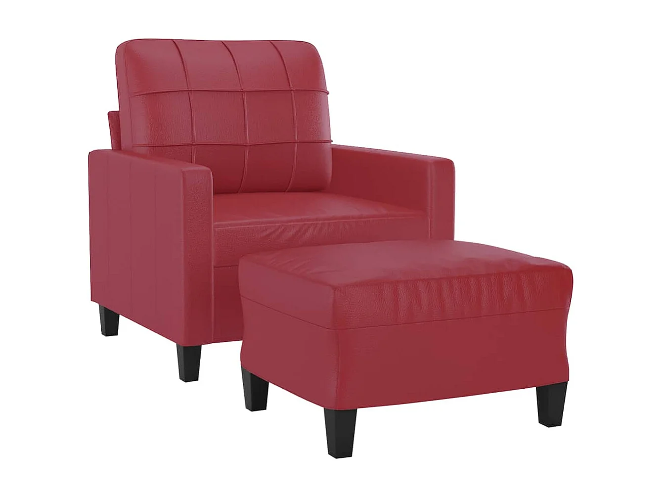 Poltrona com apoio de pés 60 cm couro artificial vermelho tinto