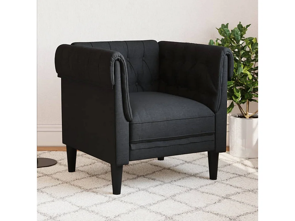 Fauteuil Chesterfield-stijl stof zwart