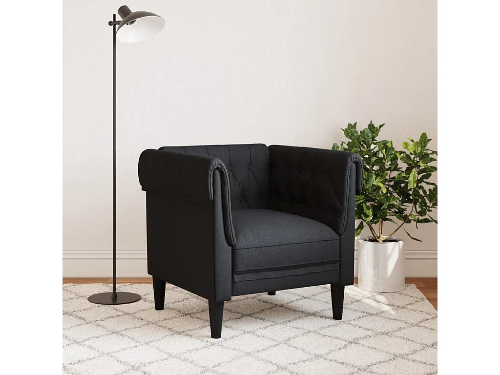 Fauteuil Chesterfield-stijl stof zwart