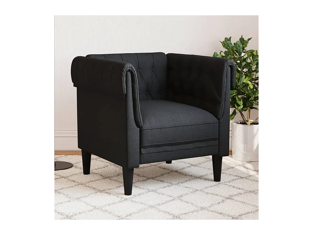 Fauteuil Chesterfield noir tissu
