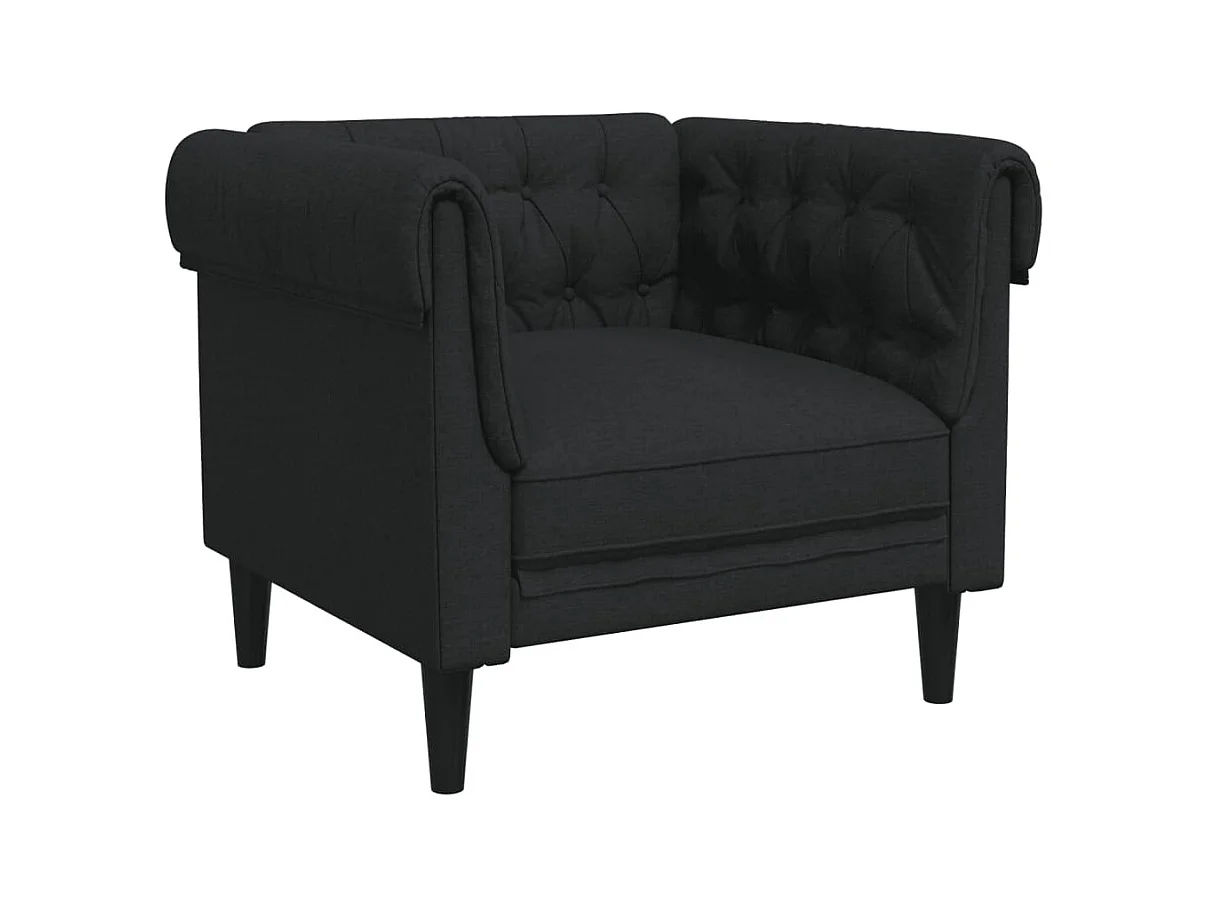 Fauteuil Chesterfield noir tissu