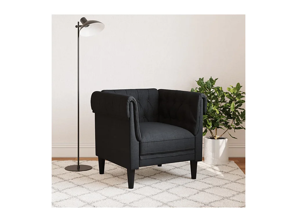 Fauteuil Chesterfield noir tissu