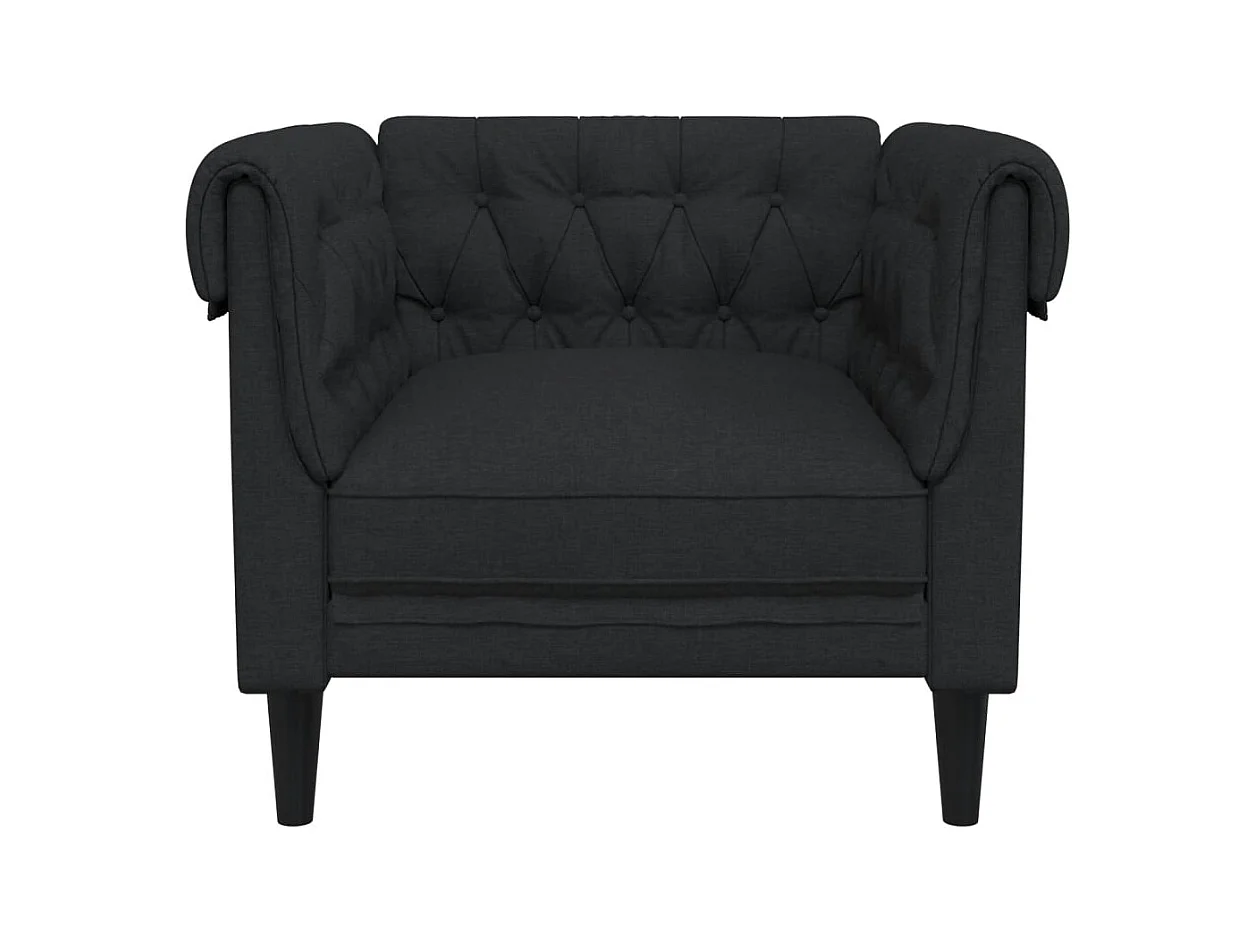Fauteuil Chesterfield noir tissu