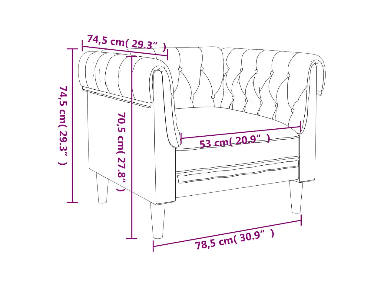 Fauteuil Chesterfield noir tissu
