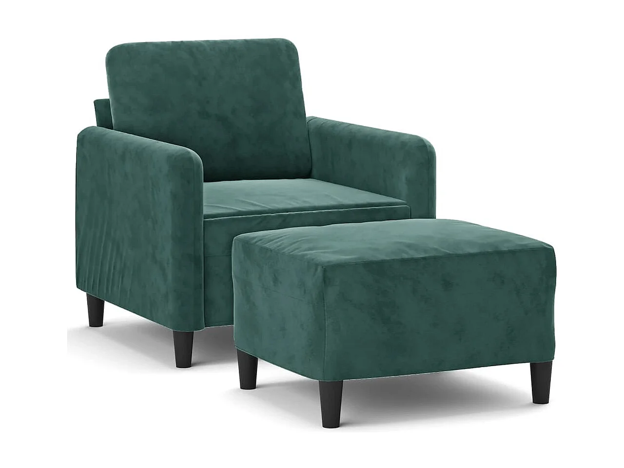 Sillón con taburete terciopelo verde oscuro 60 cm
