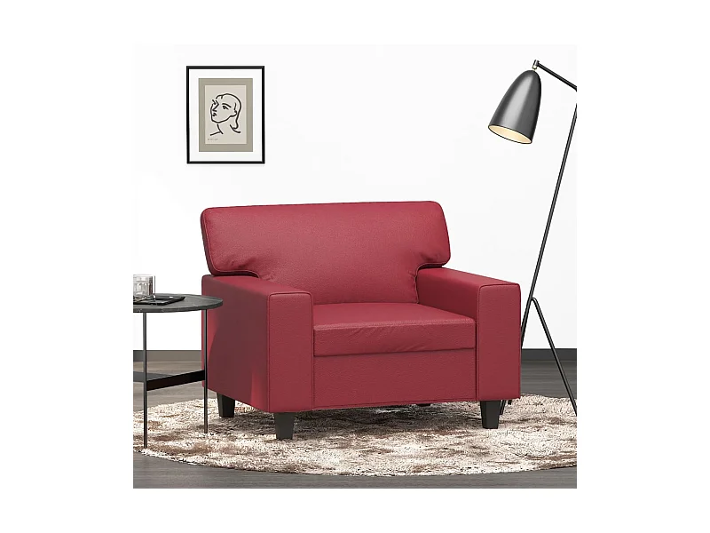 Fauteuil Rouge bordeaux 60 cm Similicuir
