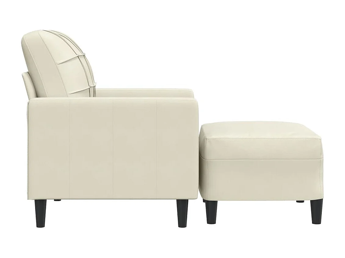 Fauteuil avec repose-pied Crème 60 cm Velours