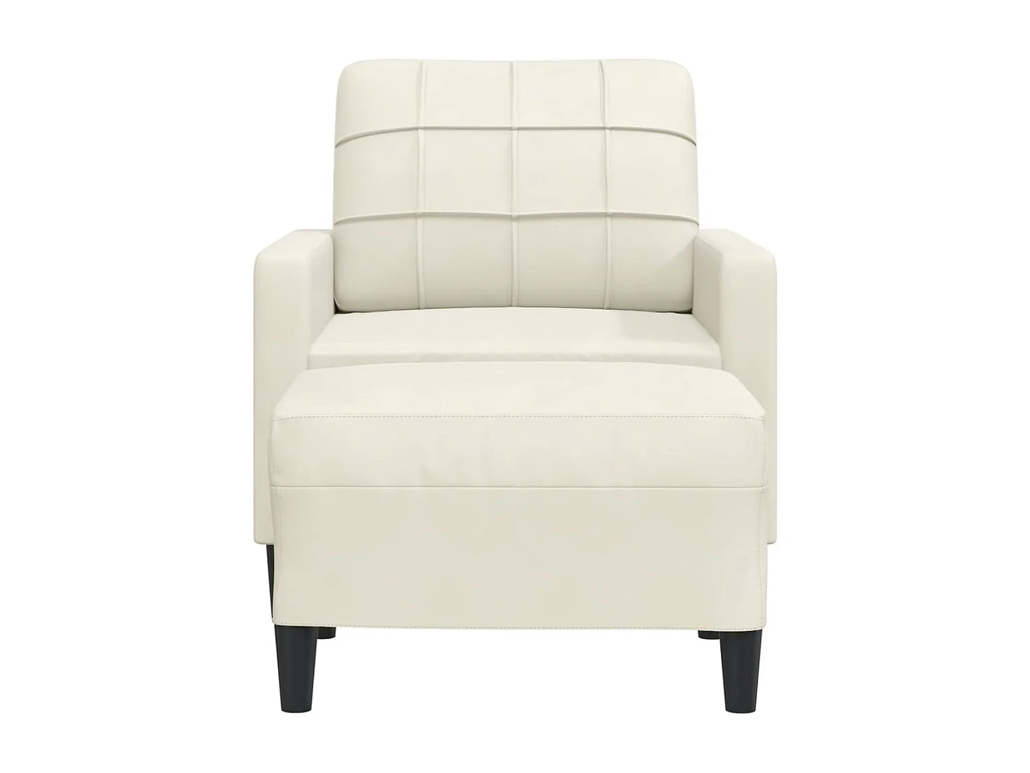 Poltrona com apoio de pés 60 cm veludo cor creme