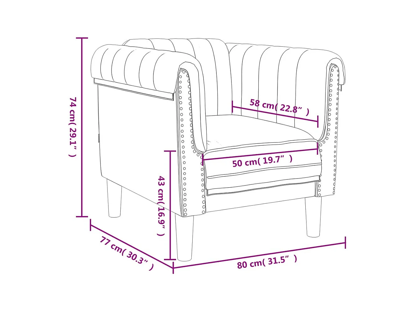 Fauteuil bleu velours