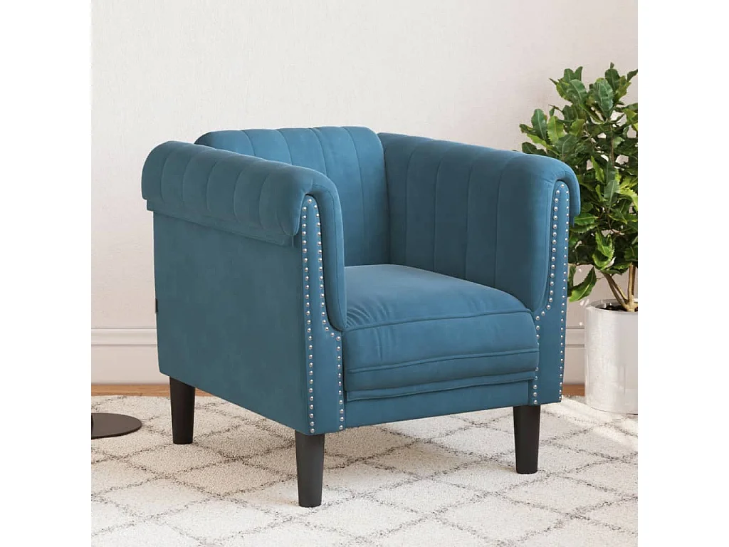 Fauteuil bleu velours