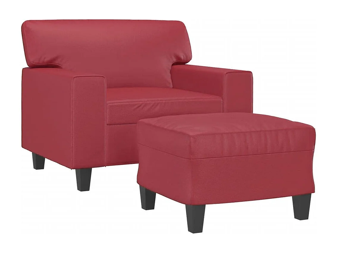 Fauteuil avec repose-pied Rouge bordeaux 60 cm Similicuir
