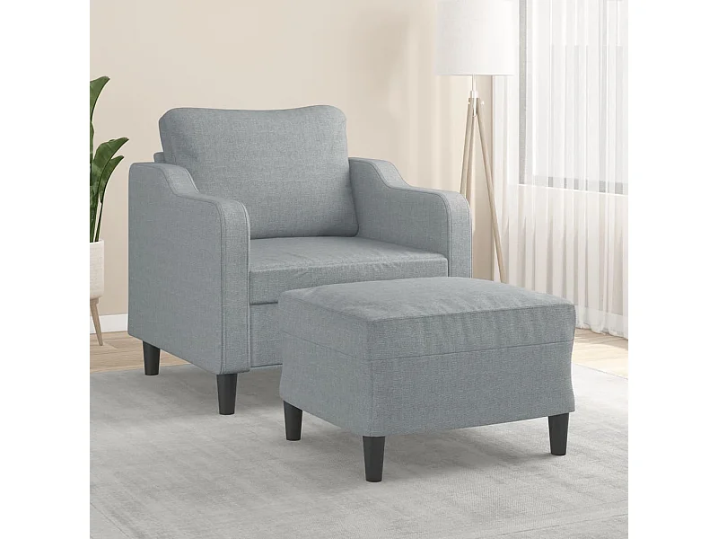 Fauteuil met voetenbank 60 cm stof lichtgrijs