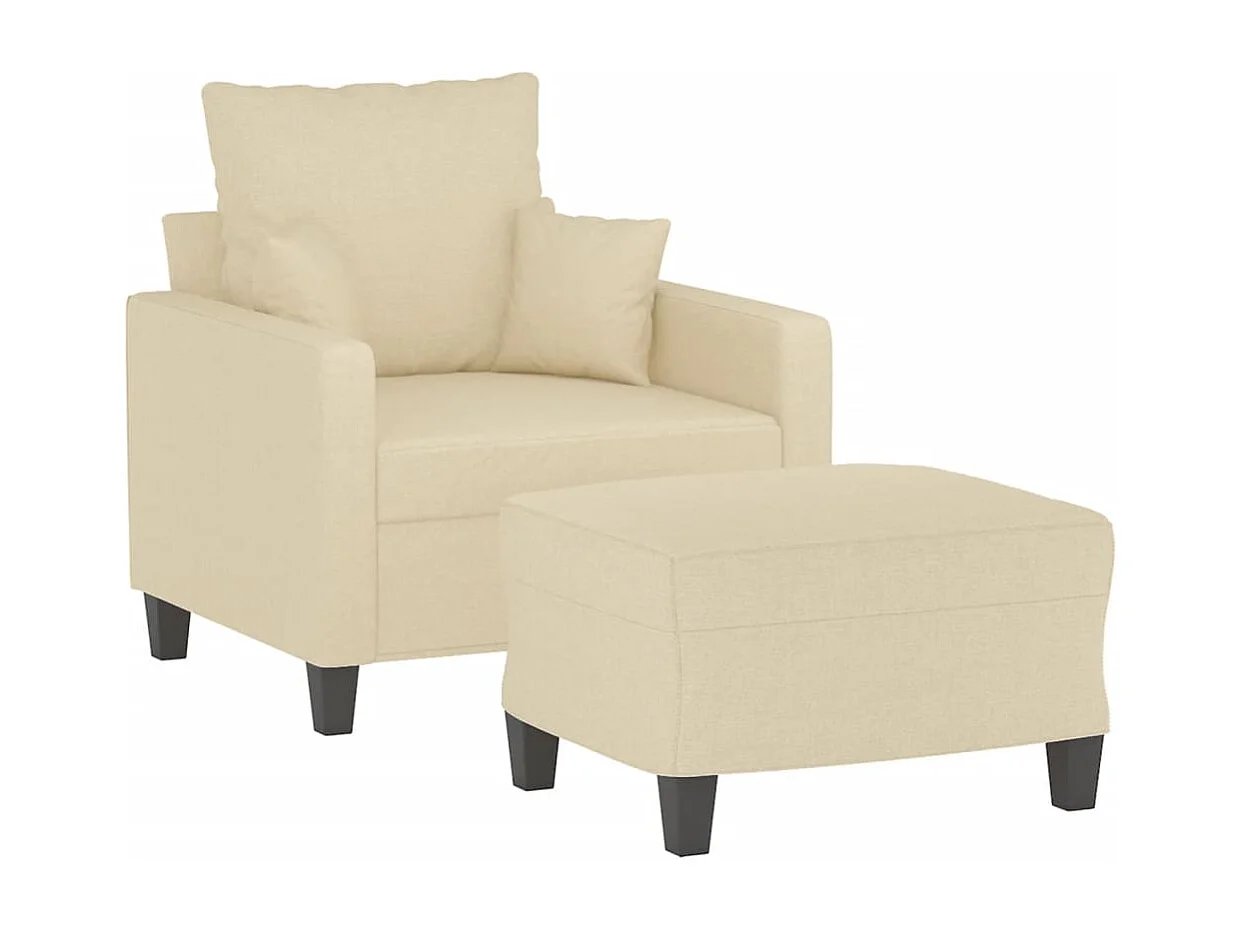Fauteuil avec repose-pied Crème 60 cm Tissu