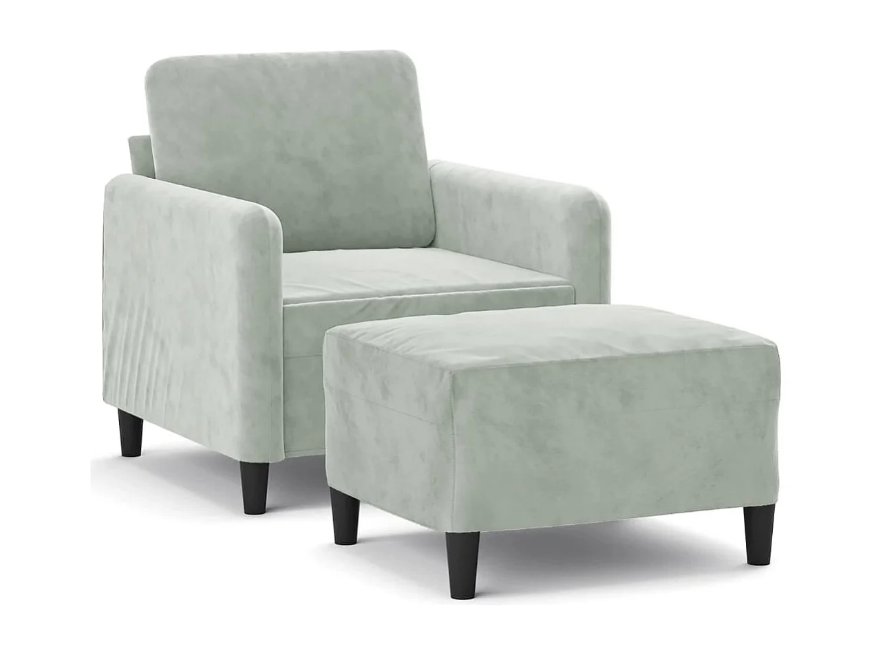 Fauteuil avec repose-pied Gris clair 60 cm Velours