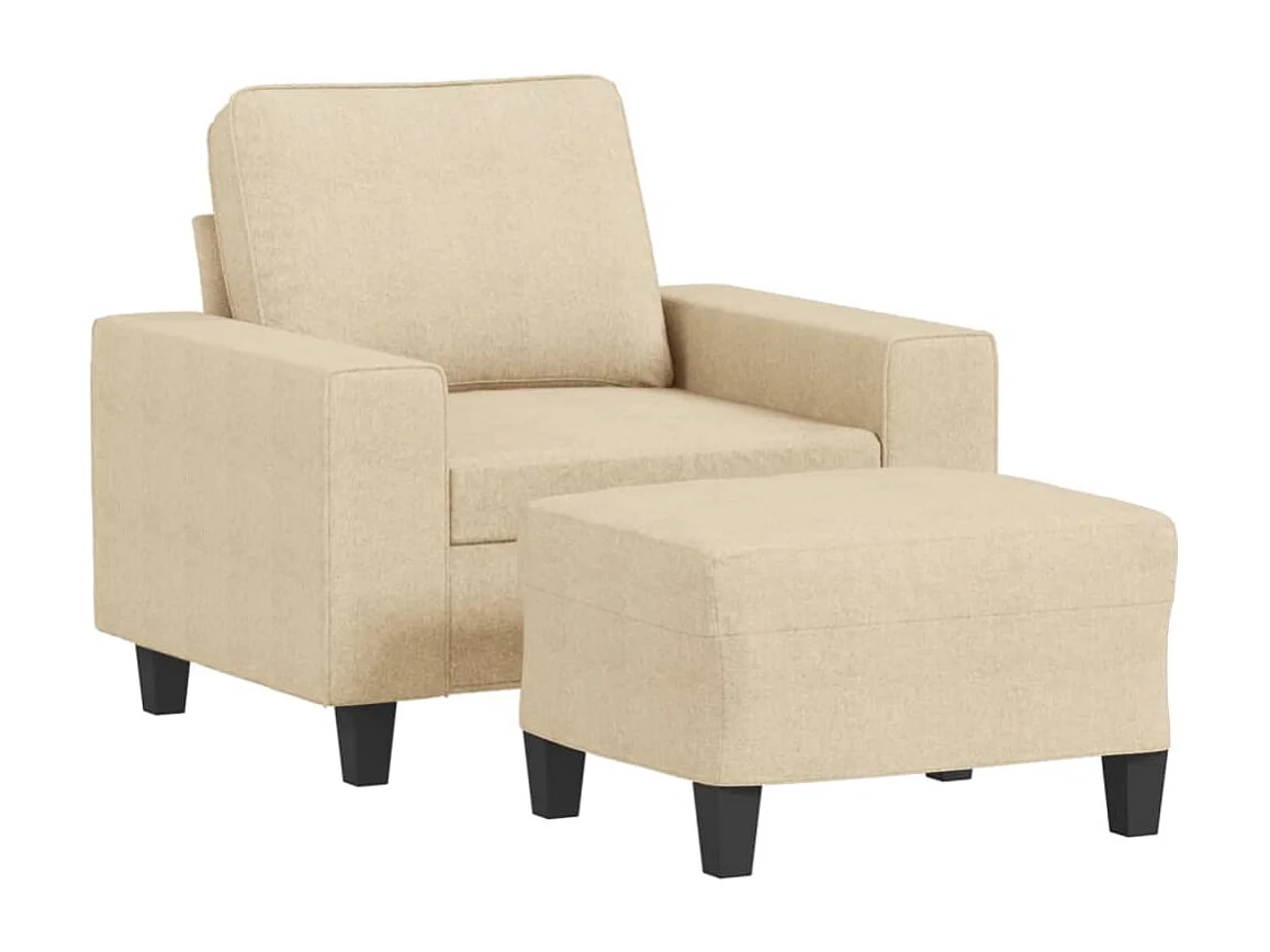 Poltrona com apoio de pés 60 cm tecido cor creme