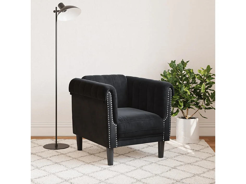 Fauteuil fluweel zwart