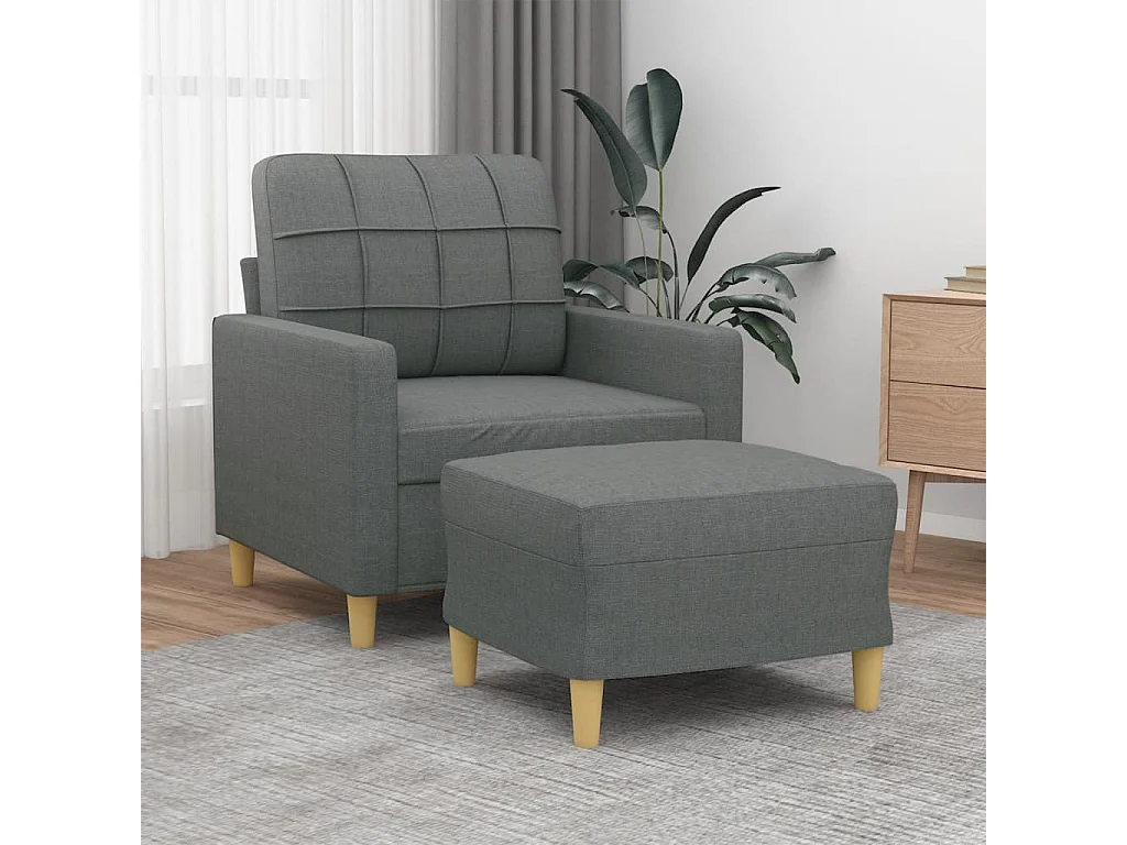 Fauteuil avec repose-pied Gris foncé 60 cm Tissu