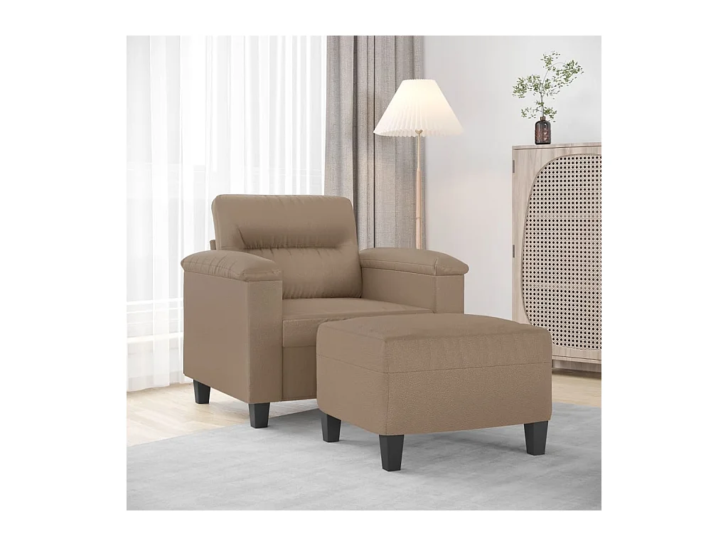 Fauteuil avec repose-pied Cappuccino 60 cm Similicuir