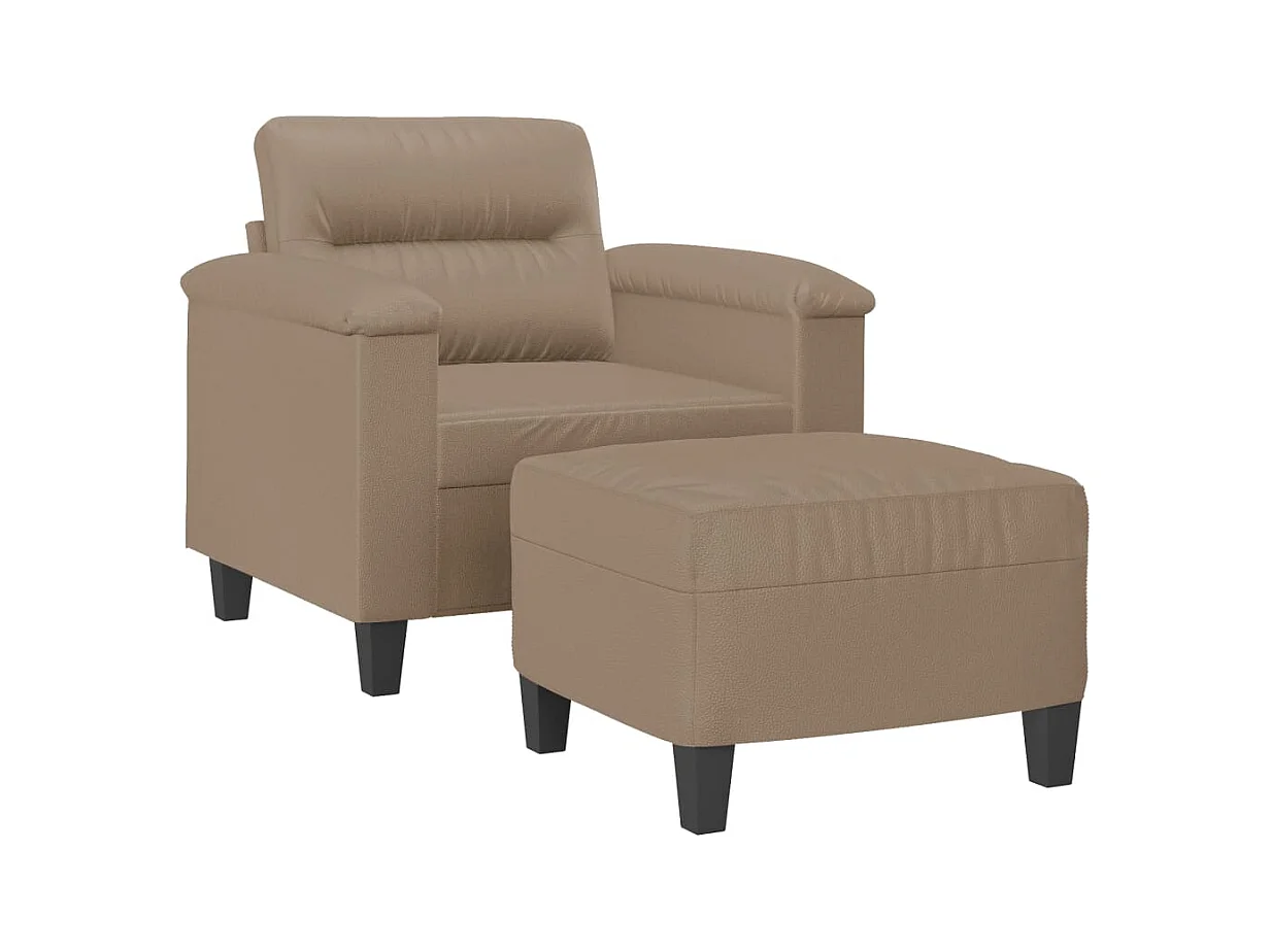 Fauteuil avec repose-pied Cappuccino 60 cm Similicuir