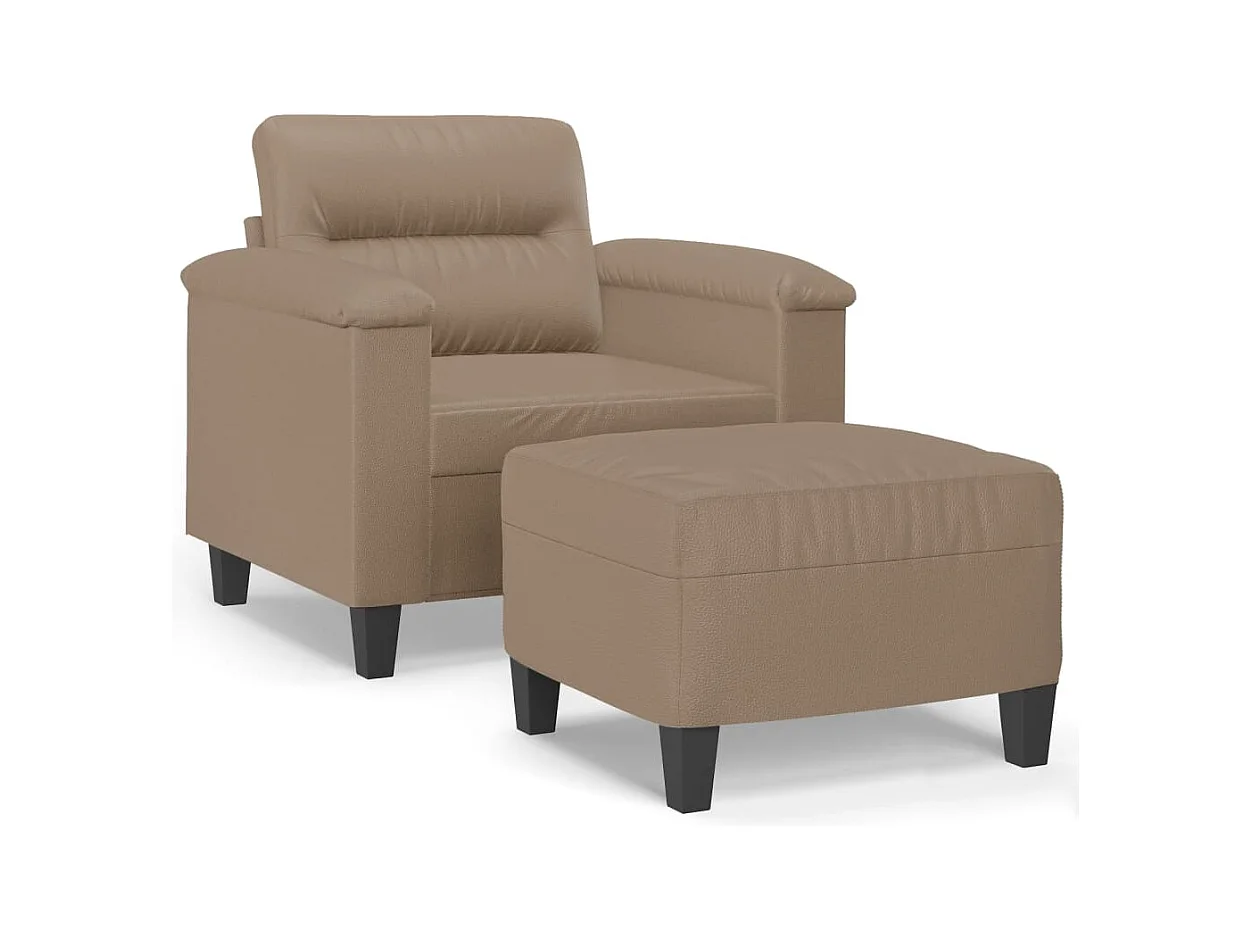 Fauteuil avec repose-pied Cappuccino 60 cm Similicuir