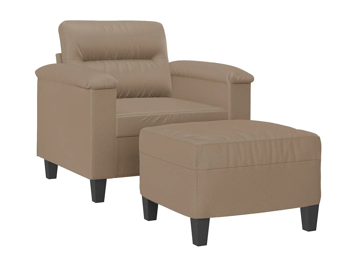 Fauteuil avec repose-pied Cappuccino 60 cm Similicuir