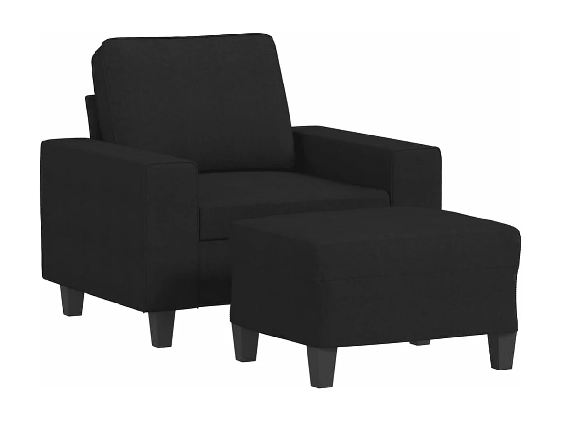 Sillón con taburete tela negro 60 cm