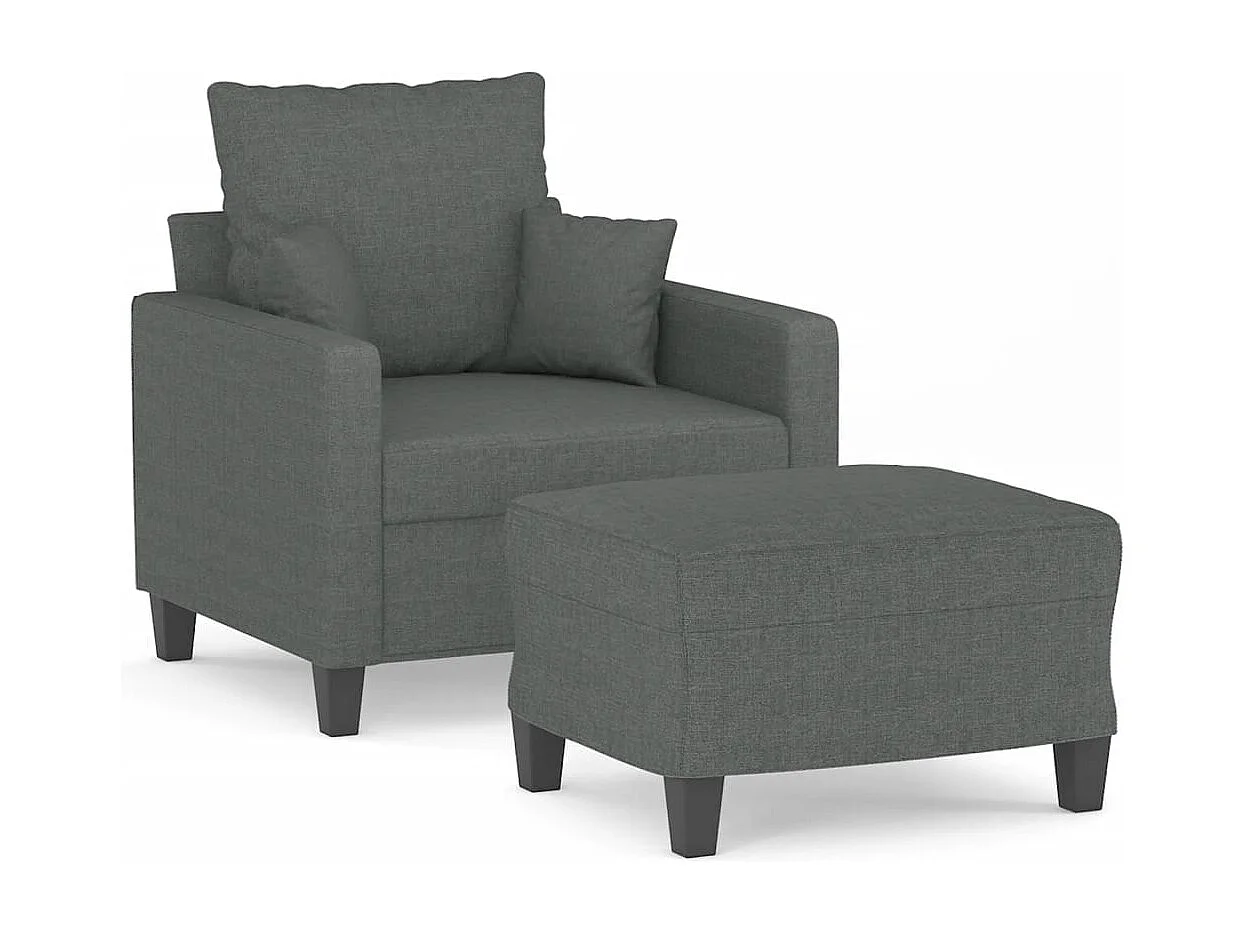 Fauteuil avec repose-pied Gris foncé 60 cm Tissu