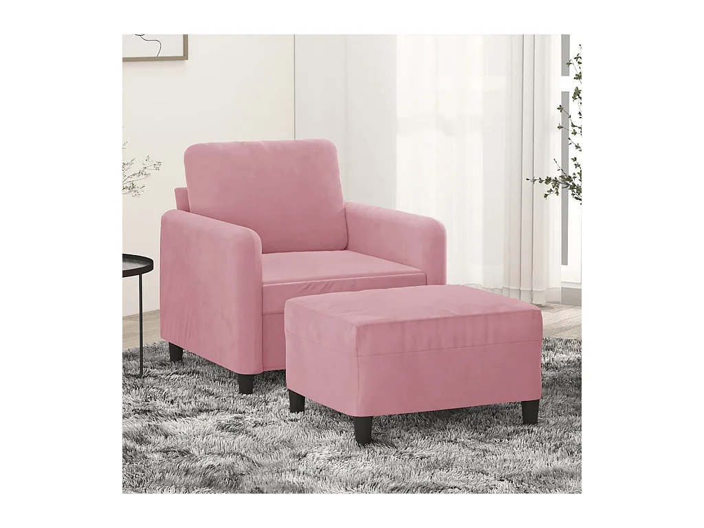 Fauteuil avec repose-pied Rose 60 cm Velours