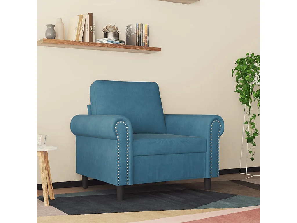 Fauteuil Bleu 60 cm Velours