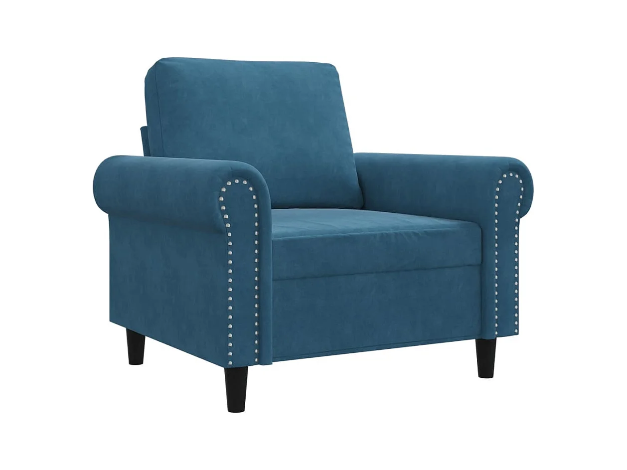 Fauteuil Bleu 60 cm Velours