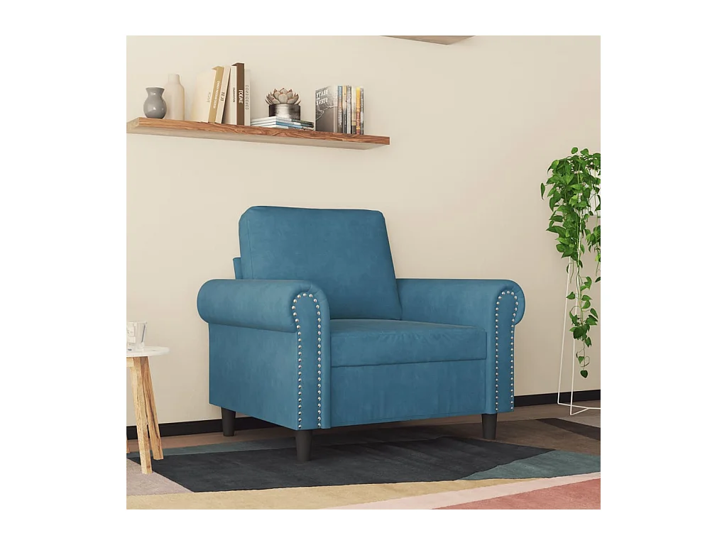 Fauteuil Bleu 60 cm Velours