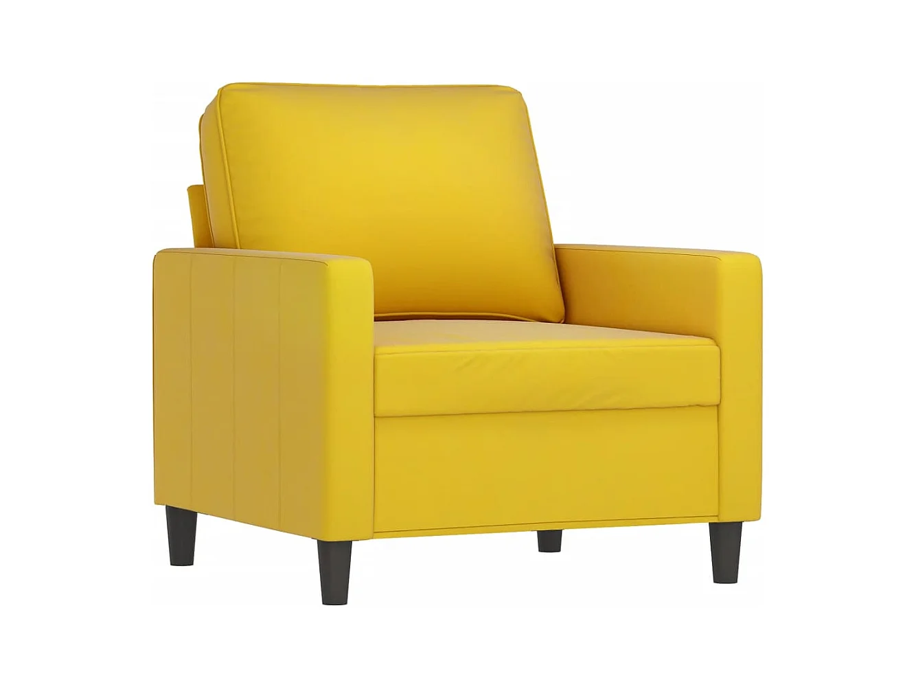 Fauteuil avec repose-pied jaune 60 cm velours