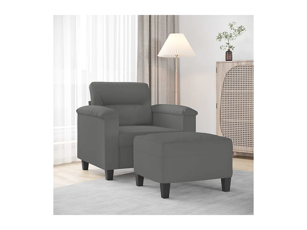 Fauteuil avec repose-pied Gris foncé 60 cm Tissu microfibre