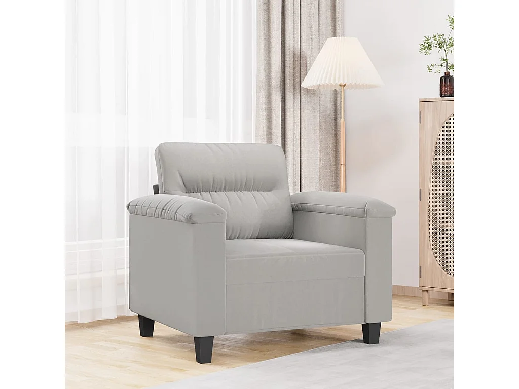 Sillón de tela de microfibra gris claro 60 cm