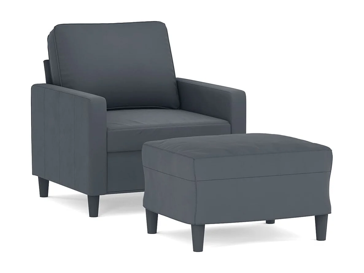Fauteuil avec repose-pied Gris foncé 60 cm Velours