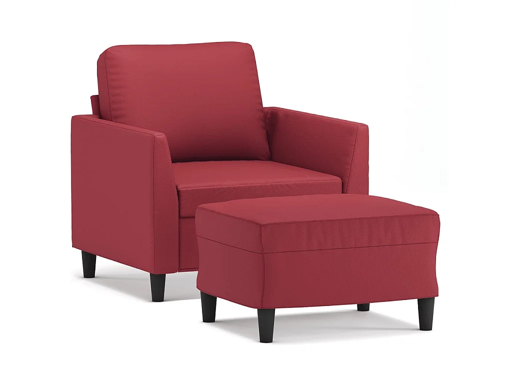Fauteuil avec repose-pied Rouge bordeaux 60 cm Similicuir
